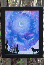 Load image into Gallery viewer, "The Moon; and a Coyote's Cry" Watercolor Print 8"x10"